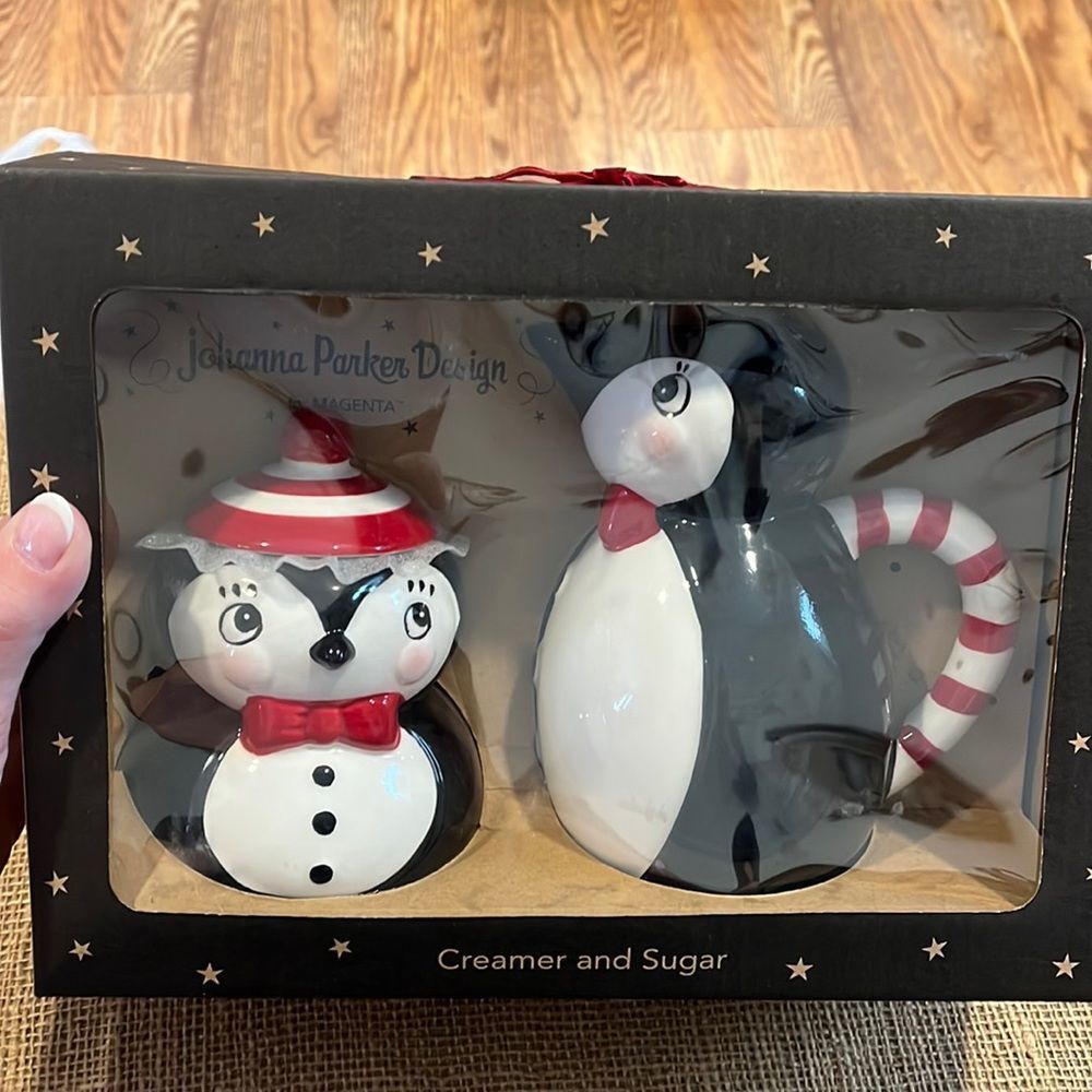 NIB Johanna Parker Penguin creamer and sugar set